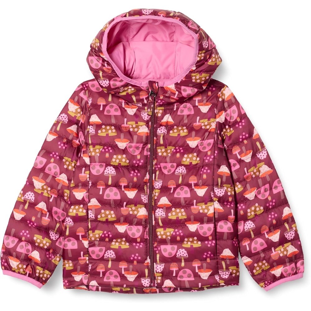 image:imageAmazon Essentials Girls and Toddlers Lightweight WaterResistant Packable Hooded Puffer JacketLight Burgundy Mushroom