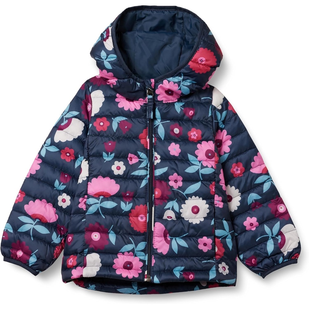 image:imageAmazon Essentials Girls and Toddlers Lightweight WaterResistant Packable Hooded Puffer JacketNavy Floral