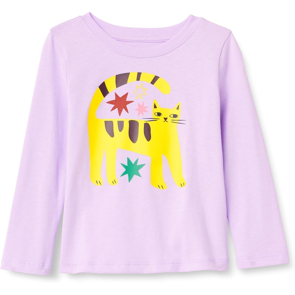 image:imageAmazon Essentials Girls and Toddlers LongSleeve Crewneck TShirts MultipacksLilac Cat