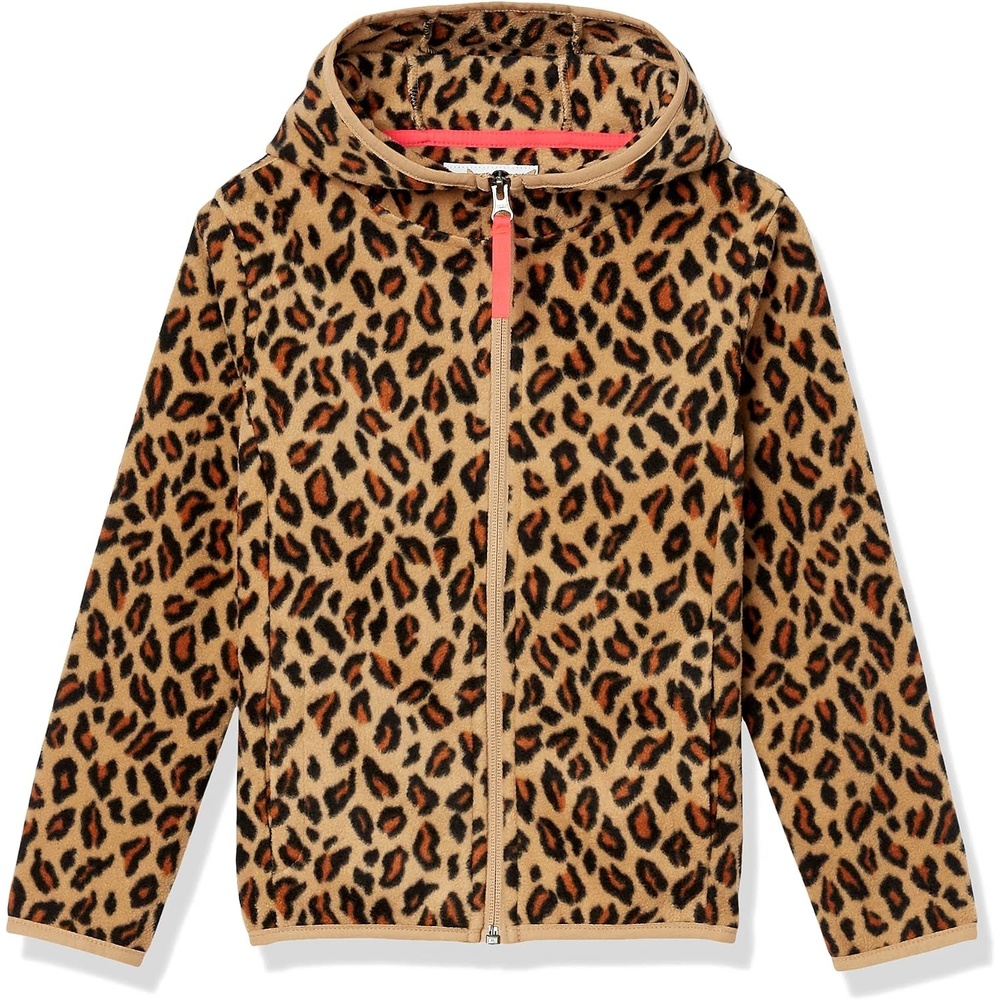 image:imageAmazon Essentials Girls and Toddlers Polar Fleece FullZip Hooded Lightweight Jacket InsulatedClassic Leopard