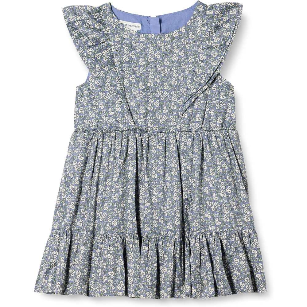 image:imageAmazon Essentials Girls and Toddlers Ruffle Woven DressBlue Posey Floral