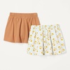 Amazon Essentials Girls’ Cotton Stretch Jersey Patch Pocket Skort with Pockets(Light Caramel/Graphic Flower)