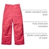 Amazon Essentials Girls Water-Resistant Ski & Snow Pants(Raspberry Red)