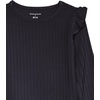 Amazon Essentials Girls’ Wide-Rib Ruffle Top and Flare Pants Outfit Set, Pack of 2(Black)