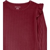 Amazon Essentials Girls’ Wide-Rib Ruffle Top and Flare Pants Outfit Set, Pack of 2(Dark Red)