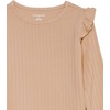 Amazon Essentials Girls’ Wide-Rib Ruffle Top and Flare Pants Outfit Set, Pack of 2(Light Brown)