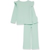 Amazon Essentials Girls’ Wide-Rib Ruffle Top and Flare Pants Outfit Set, Pack of 2(Mint Green)