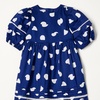 Amazon Essentials Girls and Toddlers’ 100% Cotton Puff-Sleeve Fit & Flare Dress(Navy Abstract Dots)
