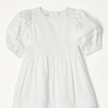 Amazon Essentials Girls and Toddlers’ 100% Cotton Puff-Sleeve Fit & Flare Dress(White)
