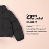 Amazon Essentials Girls and Toddlers’ Cropped Full-Zip Fully Lined Puffer Jacket (Quilted Matte or Sherpa Fleece)(Black)