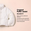 Amazon Essentials Girls and Toddlers’ Cropped Full-Zip Fully Lined Puffer Jacket (Quilted Matte or Sherpa Fleece)(Eggshell White)