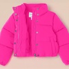 Amazon Essentials Girls and Toddlers’ Cropped Full-Zip Fully Lined Puffer Jacket (Quilted Matte or Sherpa Fleece)(Neon Pink)