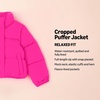 Amazon Essentials Girls and Toddlers’ Cropped Full-Zip Fully Lined Puffer Jacket (Quilted Matte or Sherpa Fleece)(Neon Pink)