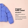 Amazon Essentials Girls and Toddlers’ Cropped Full-Zip Fully Lined Puffer Jacket (Quilted Matte or Sherpa Fleece)(Purple Blue)