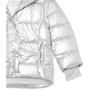 Amazon Essentials Girls and Toddlers’ Heavyweight Hooded Puffer Coat, Water-Resistant(Metallic Silver)