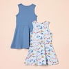 Amazon Essentials Girls and Toddlers’ Knit Sleeveless Fit and Flare Tank Play Dress, Pack of 2(2-pack Blue/Butterflies)