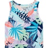 Amazon Essentials Girls and Toddlers’ Knit Sleeveless Fit and Flare Tank Play Dress, Pack of 2(2-pack Tropical/Purple)