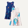 Amazon Essentials Girls and Toddlers’ Knit Sleeveless Fit and Flare Tank Play Dress, Pack of 2(Wonder Woman)