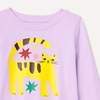 Amazon Essentials Girls and Toddlers’ Long-Sleeve Crewneck T-Shirts, Multipacks(Lilac Cat)