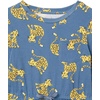Amazon Essentials Girls and Toddlers’ Long-Sleeve Elastic Waist T-Shirt Dress(2-pack Blue Cat/Gold Floral)