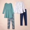 Amazon Essentials Girls and Toddlers’ Long-Sleeve Ruffle Hem Outfit Sets with Bowknot Design(Sage Green  Horses)