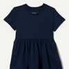Amazon Essentials Girls and Toddlers’ Short Sleeve Stretchy Cotton Jersey Dress, Breathable, Pack of 3(Light Grey Heather/Navy/White)