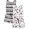 Amazon Essentials Disney | Marvel | Star Wars | Frozen | Princess Girls and Toddlers’ Knit Sleeveless Rompers, Pack of 2(Grey White Doodles)