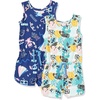 Amazon Essentials Disney | Marvel | Star Wars | Frozen | Princess Girls and Toddlers’ Knit Sleeveless Rompers, Pack of 2(Tropical Stitch)