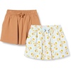 Amazon Essentials Girls’ Cotton Stretch Jersey Patch Pocket Skort with Pockets(Light Caramel/Graphic Flower)