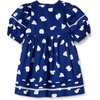 Amazon Essentials Girls and Toddlers’ 100% Cotton Puff-Sleeve Fit & Flare Dress(Navy Abstract Dots)