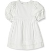 Amazon Essentials Girls and Toddlers’ 100% Cotton Puff-Sleeve Fit & Flare Dress(White)