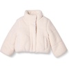 Amazon Essentials Girls and Toddlers’ Cropped Full-Zip Fully Lined Puffer Jacket (Quilted Matte or Sherpa Fleece)(Light Beige)
