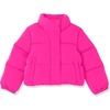 Amazon Essentials Girls and Toddlers’ Cropped Full-Zip Fully Lined Puffer Jacket (Quilted Matte or Sherpa Fleece)(Neon Pink)