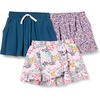 Amazon Essentials Girls and Toddlers’ Knit Skorts with Elastic Waist and Built-in Shorts, Pack of 3(Navy Floral)