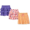 Amazon Essentials Girls and Toddlers’ Knitted Ruffle Scooter Skirts with Elastic Waist and Built in Shorts(Purple/Light Pink/Orange)