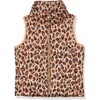Amazon Essentials Girls and Toddlers’ Lightweight Water-Resistant Packable Puffer Vest(Light Rose Cheetah Print)