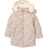 Amazon Essentials Girls and Toddlers’ Long Quilted Cocoon Puffer Coat(Cream Floral)