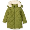 Amazon Essentials Girls and Toddlers’ Long Quilted Cocoon Puffer Coat(Olive)