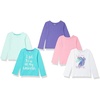 Amazon Essentials Girls and Toddlers’ Long-Sleeve Crewneck T-Shirts, Multipacks(5-pack Magic)