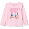 Amazon Essentials Girls and Toddlers’ Long-Sleeve Crewneck T-Shirts, Multipacks(Pastel Pink Howdy)