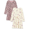 Amazon Essentials Girls and Toddlers’ Long-Sleeve Elastic Waist T-Shirt Dress(Purple/Animal)