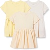Amazon Essentials Girls and Toddlers’ Short Sleeve Stretchy Cotton Jersey Dress, Breathable, Pack of 3(Beige/Oatmeal Heather/Pastel Yellow)