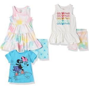 Amazon Essentials Disney | Marvel | Star Wars | Frozen | Princess Girls and Toddlers’ Mix-and-Match Cotton Set, Pack of 5(Minnie Skater)