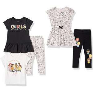 Amazon Essentials Disney | Marvel | Star Wars | Frozen | Princess Girls and Toddlers’ Mix-and-Match Cotton Set, Pack of 5(Princess)