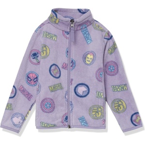 Amazon Essentials Disney | Marvel | Star Wars | Princess Girls and Toddlers’ Polar Fleece Full-Zip Mock Jackets(Marvel Logo Icon Print)