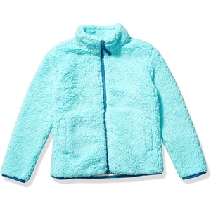 Amazon Essentials Girls’ Faux Sherpa Fleece Full-Zip Jacket, Lined(Aqua Blue)
