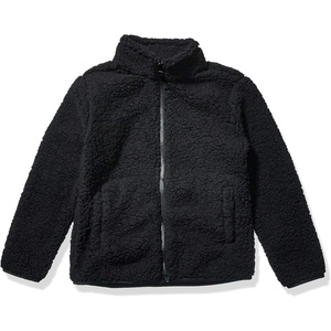 Amazon Essentials Girls’ Faux Sherpa Fleece Full-Zip Jacket, Lined(Black)