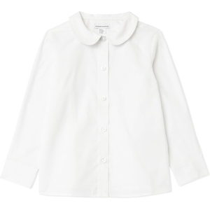 Amazon Essentials Girls’ Long Sleeve Poplin Peter Pan Shirt(Bright White)