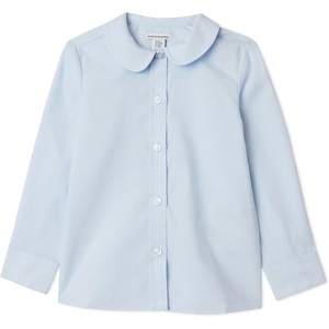 Amazon Essentials Girls’ Long Sleeve Poplin Peter Pan Shirt(Cornflower Blue)