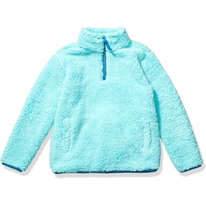 Amazon Essentials Girls’ Long Sleeve Sherpa Fleece Quarter-Zip Pullover Jacket, Insulated(Aqua Blue)
